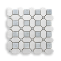 Pambula Cielo Cristallo and Thassos Natural Stone Octagon Mosaic Tile — White, Marble, Stone