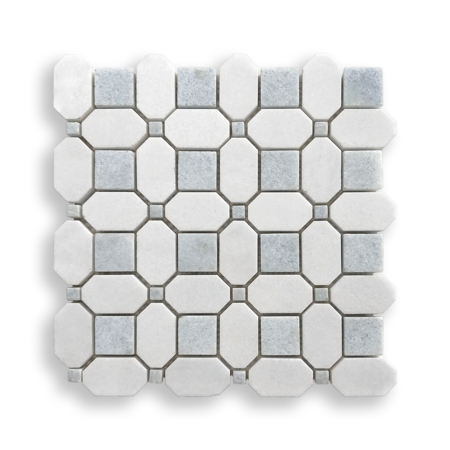 Pambula Cielo Cristallo and Thassos Natural Stone Octagon Mosaic Tile — White, Marble, Stone