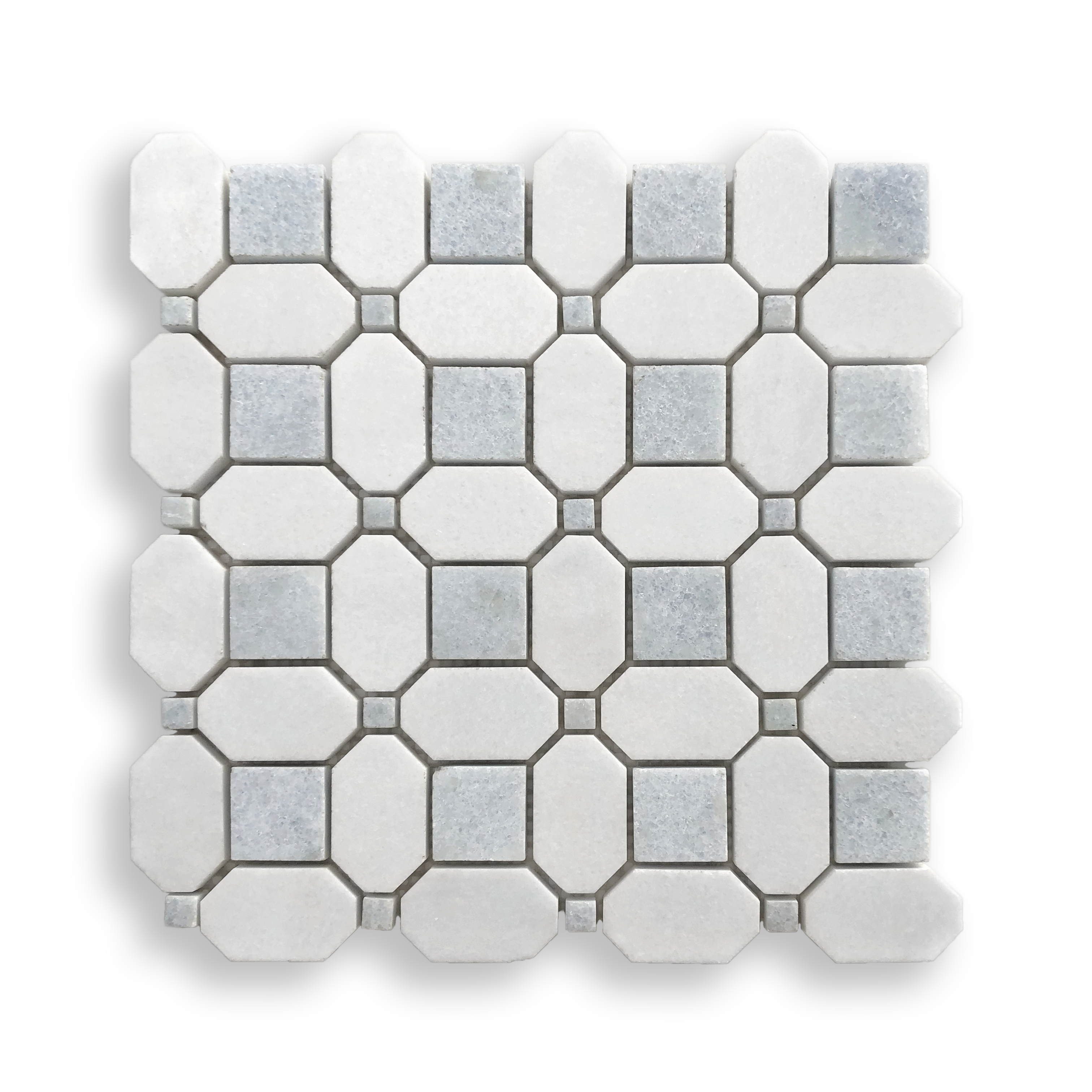Pambula Cielo Cristallo and Thassos Natural Stone Octagon Mosaic Tile — White, Marble, Stone