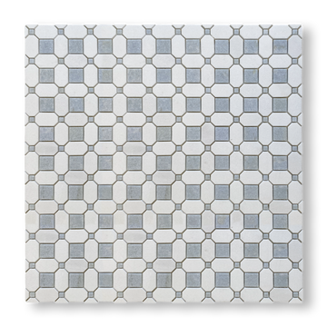 Pambula Cielo Cristallo and Thassos Natural Stone Octagon Mosaic Tile — White, Marble, Stone