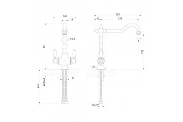 Providence Double Sink Mixer - Brushed Brass