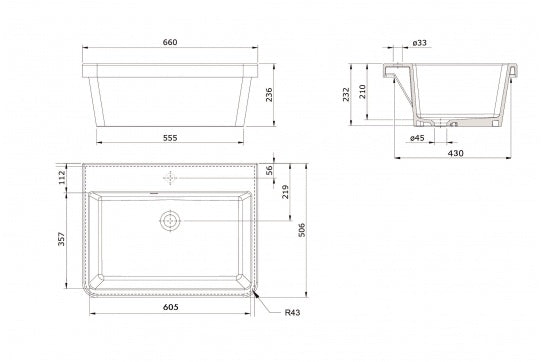 Ravine 66 x 51 Fine Fireclay Inset Sink