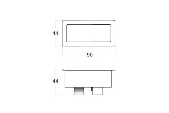 Rectangle Matte Black Flush Button