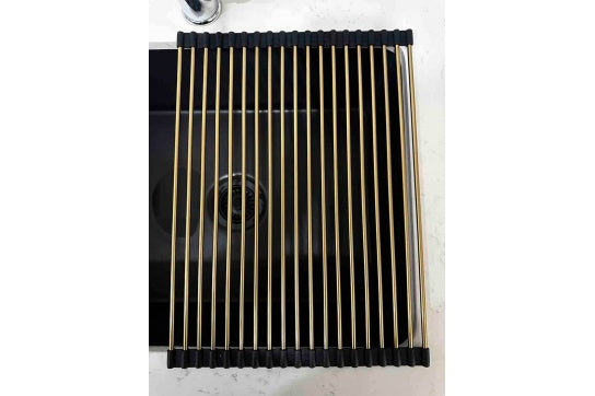 Roll-Up Sink Drainer 43 x 32 - Brushed Brass — Gold & Brass, Sink Accessories