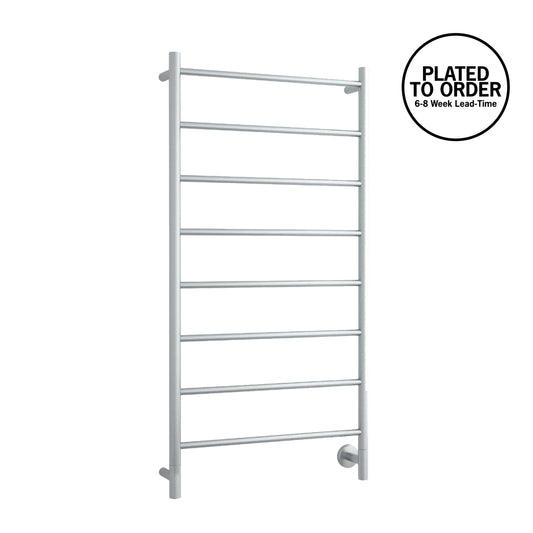S62SCPR Spartan Eight Straight Round Ladder Polished Heated Towel Rail