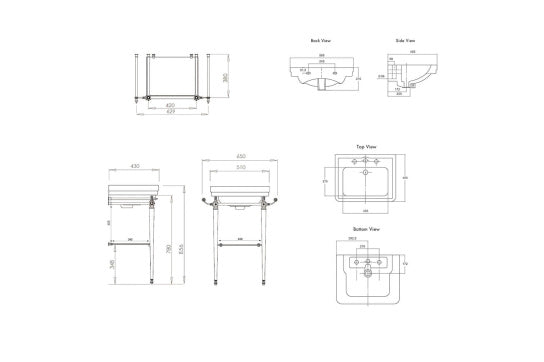 Stafford 58 x 45 English Basin Stand