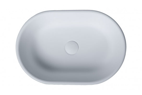 Blanche 53 x 36 TitanCast Solid Surface Above Counter Basin-Satin Silk White