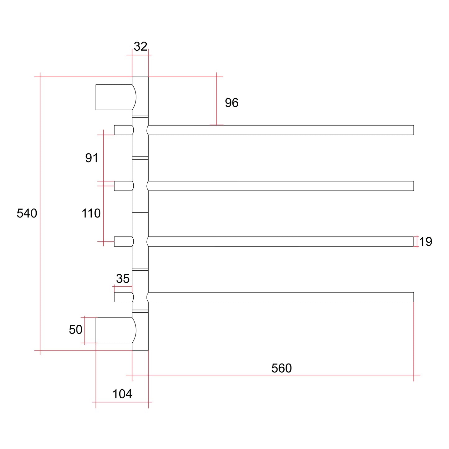SV41 Polished Swivel Heated Towel Rail