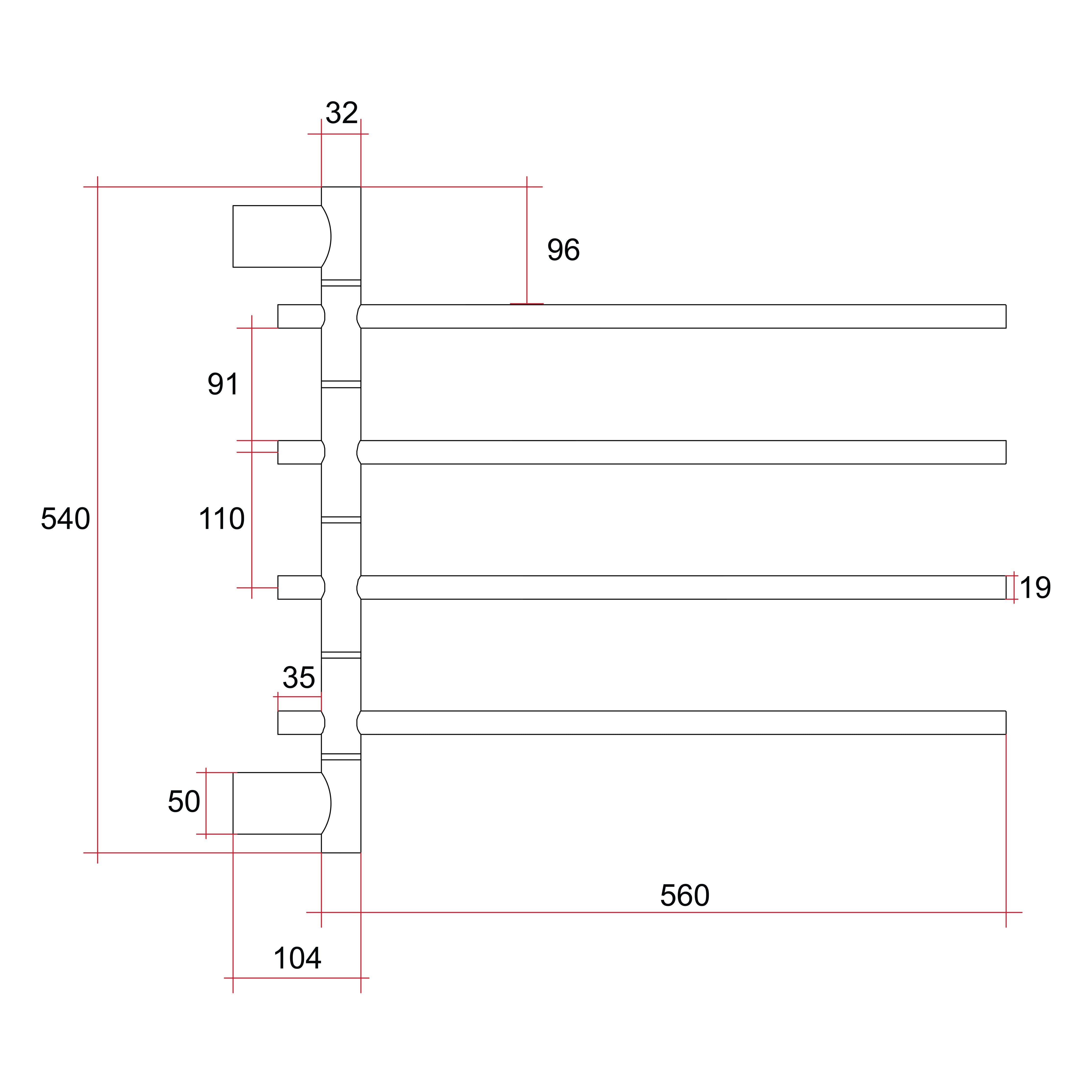 SV41 Polished Swivel Heated Towel Rail