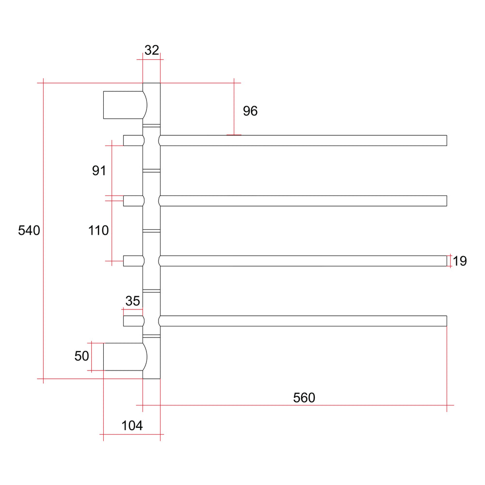 SV41B Black Swivel Heated Towel Rail