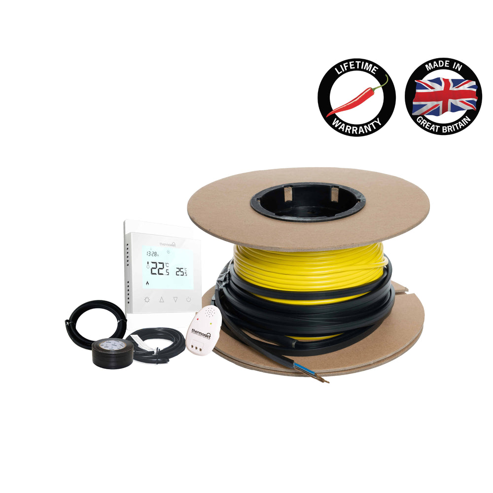 Thermoscreed Loose Wire Screed Heating Kit – Including 5220A Thermostat — 2.3-2.7m² 27.5lm 500Watts Floor Heating Kit Including 5245 Dual Thermostat