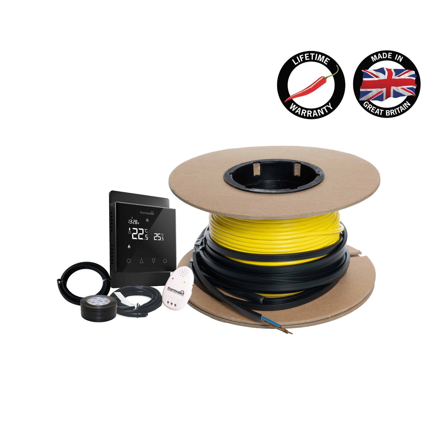 Thermoscreed Loose Wire Screed Heating Kit – Including Black Thermostat — 1.3-1.7m² 16.5lm 300Watts Floor Heating Kit Including Black 5226A Thermostat
