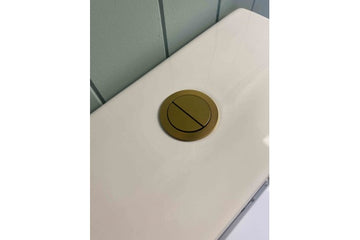 Round Brushed Brass Flush Button — Gold & Brass, Flush Plates, Toilet Buttons & Accessories