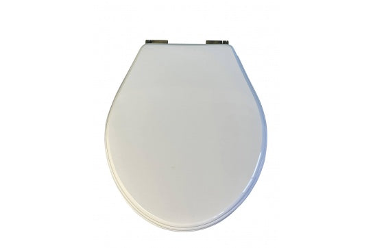 Claremont White Soft Close Toilet Seat - Antique Brass Hinges