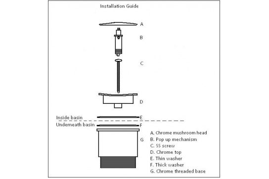 Universal 32/40mm Two Piece Mushroom brass Pop-up Waste - Brushed Nickel