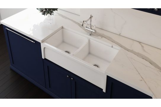 Patri 100 x 47 Fine Fireclay Double Bowl Farmhouse Butler Sink