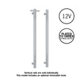 VS900HPL Straight Round 12V Vertical Single Polished Heated Towel Rail