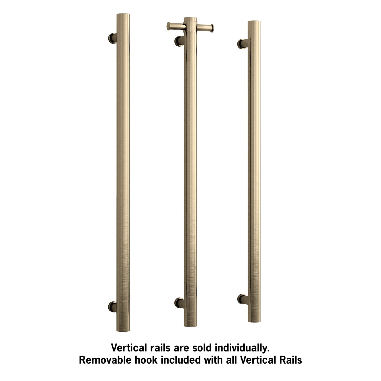 VSH900HBB Brushed Brass 240Volt Vertical Single Heated Rail