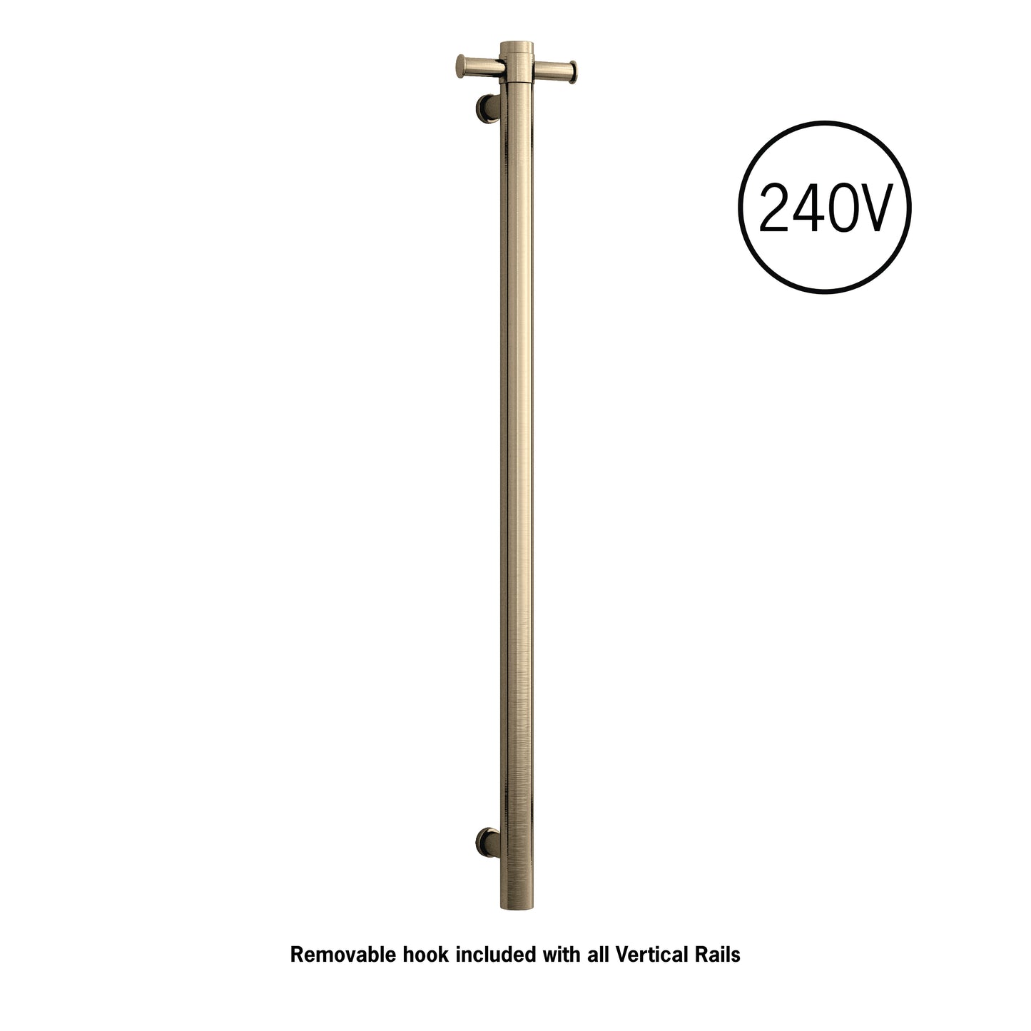 VSH900HBB Brushed Brass 240Volt Vertical Single Heated Rail