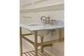 Mayer Basin Stand With 75 x 55 Real Carrara Marble Top - Brushed Brass