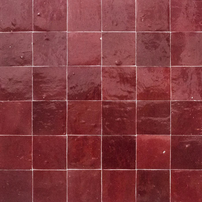 Shiraz red square tiles with an irregular glossy finish